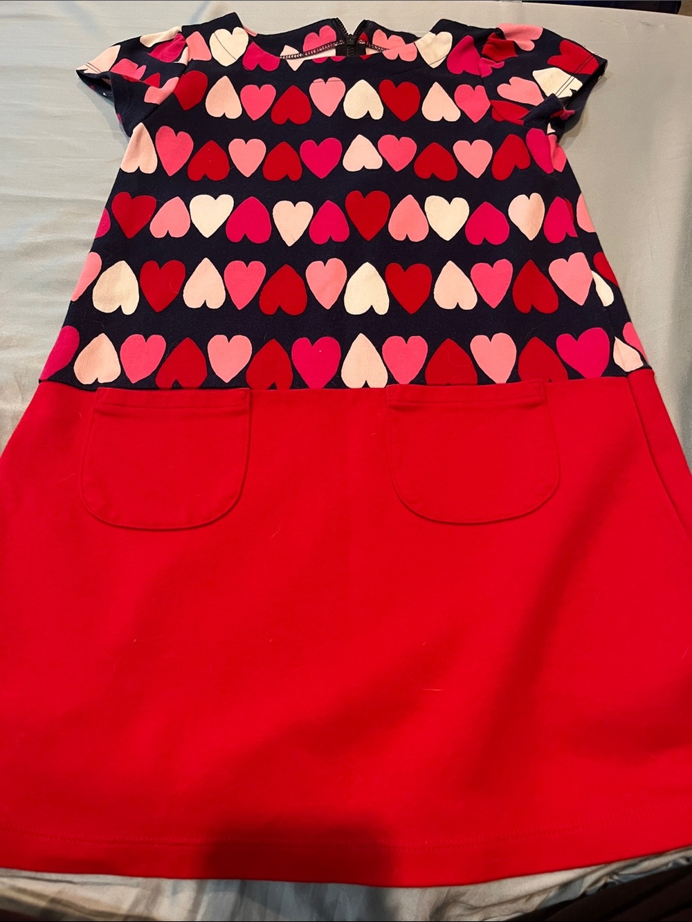 Gymboree Navy, Red, Pink & White Heart Pocket Dress
